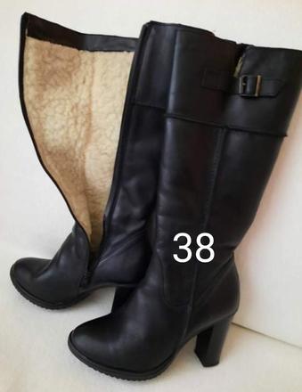 Kožené čižmy 38 velmi teplucke, 38