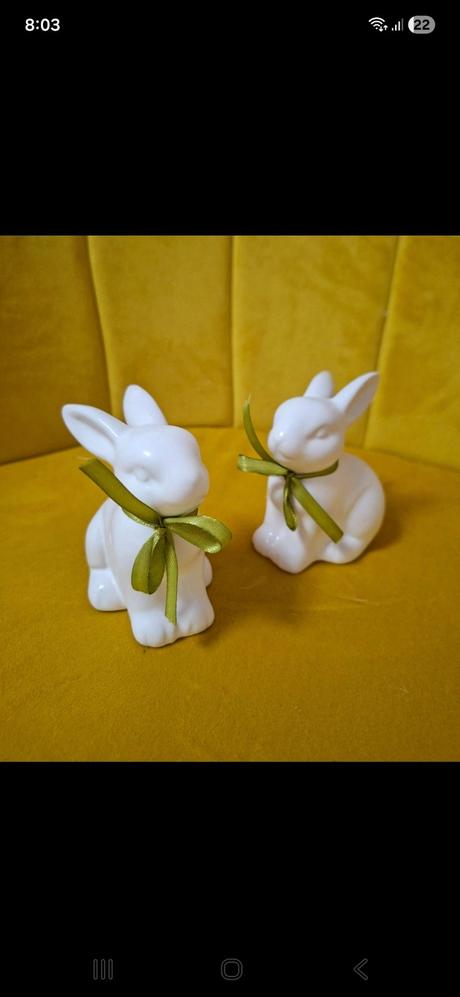 2ks keramicke biele zajaciky,