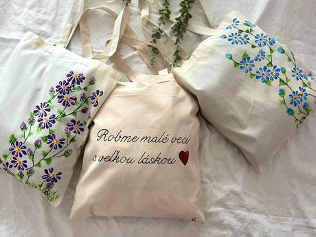 Plátené, ručne maľované tašky, 
