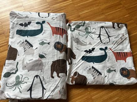 2 sady detské posteľné obliečky h&m - zvieratká,