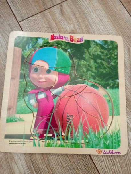 Drevené puzzle a skladací medvedik,