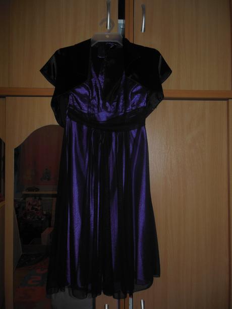 Fialové príležitostné šaty s bolerkom, l