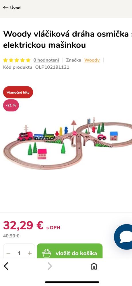 Drevená dráha s elektrickými vlačikmi woody, 