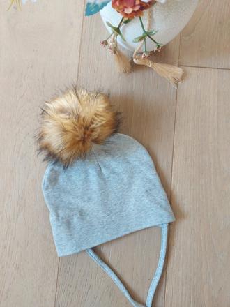 Bavlnená 2 vrstvova čiapka s odnímateľným bombrlco, 74