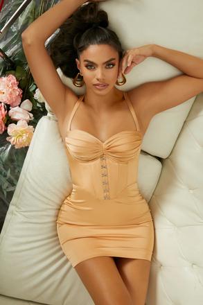 Luxusné saténové korzetové mini šaty oh polly, 36 / s