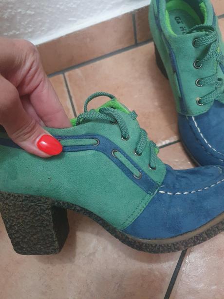 Modro zelené bez opätku dámske topánky, 37