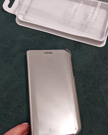 Knizkovy otvárací,obal na mobil zrkadlovo-striebo, 