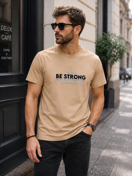 Pánske béžové tričko be strong, l - xxxl