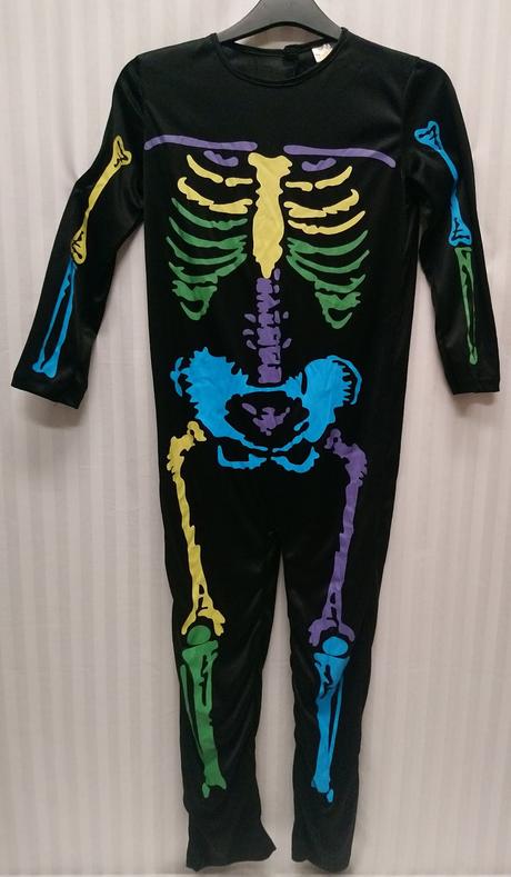 Kostým kostlivec farebný, halloween, 128-140 cm,