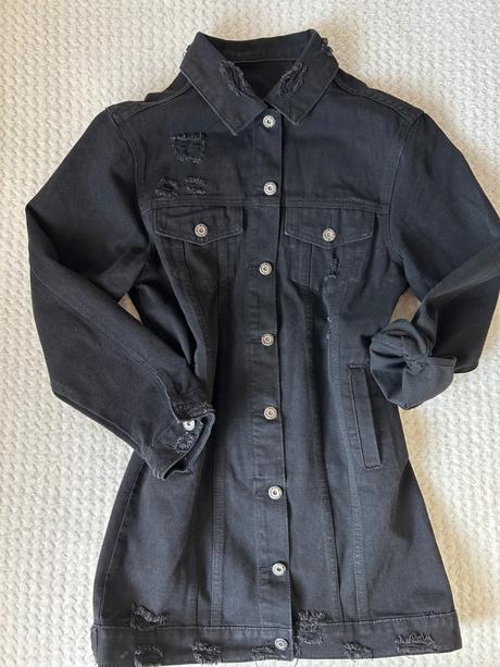 Predĺžená rifľová bundička, s