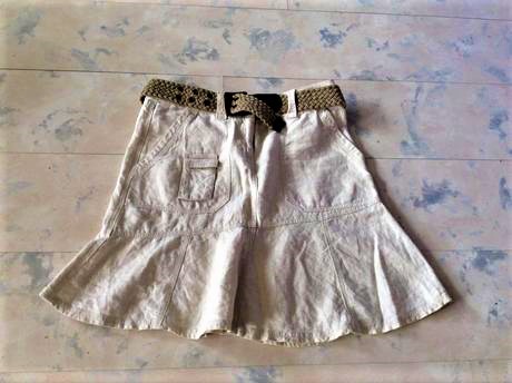 Ľanová naturálna sukňa, h&m,m