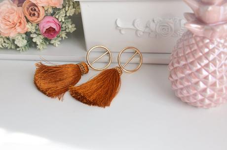 Náušnice so strapcami-škoricová, 