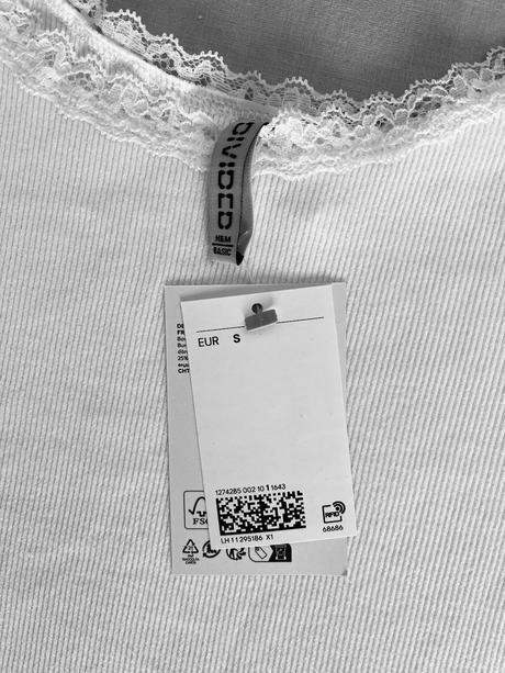 H&m divided tielko s čipkovým lemom vel.xs-s, h&m,s / xs