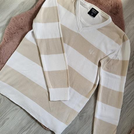 Xl béžový pasikovany sveter, xl