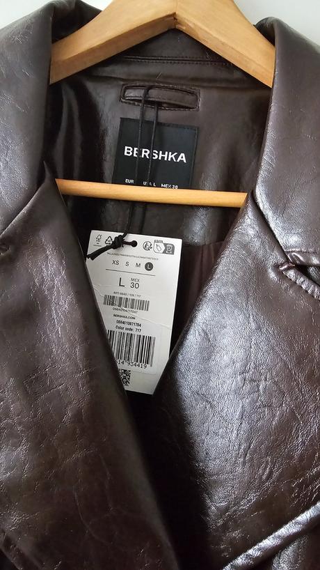 Kožený trenčkot, bershka,l