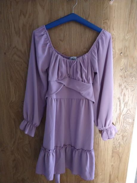 Wal g fialové šaty s volánmi, xl