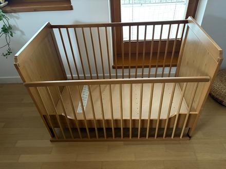 Detská postieľka z ikea s matracom, šírka (cm): 60,dĺžka (cm): 120