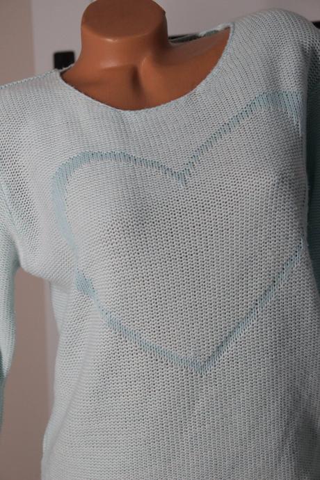 Mentolový pletený sveter, s/m, s