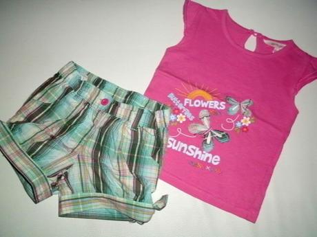 Tyrkysové kraťasky s tričenkom pre 3-5 roč. slečnu, girl2girl,110