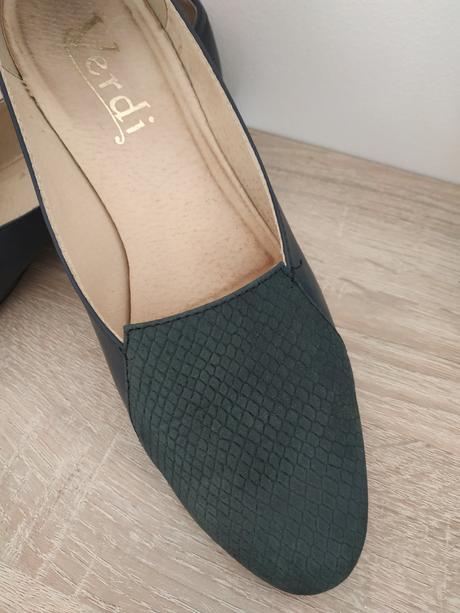 Tmavomodre kozene topanky balerinky verdi, vel. 39, 39