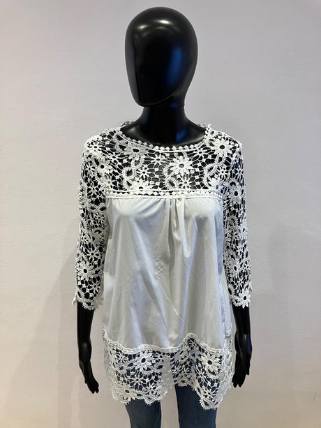 Dámska biela blúzka s čipkou, l