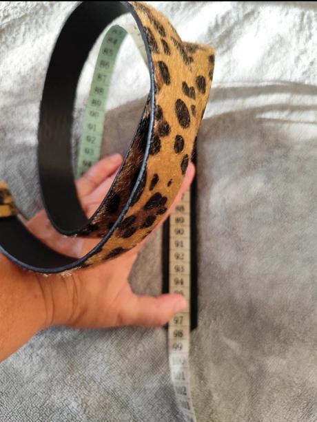 Dámsky opasok leopardí vzor, dĺžka 97 cm od spony, 