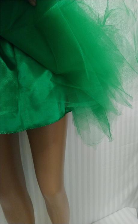 Dámska zelená asymetrická tylová sukňa, xs, s, m,, m / s / xs