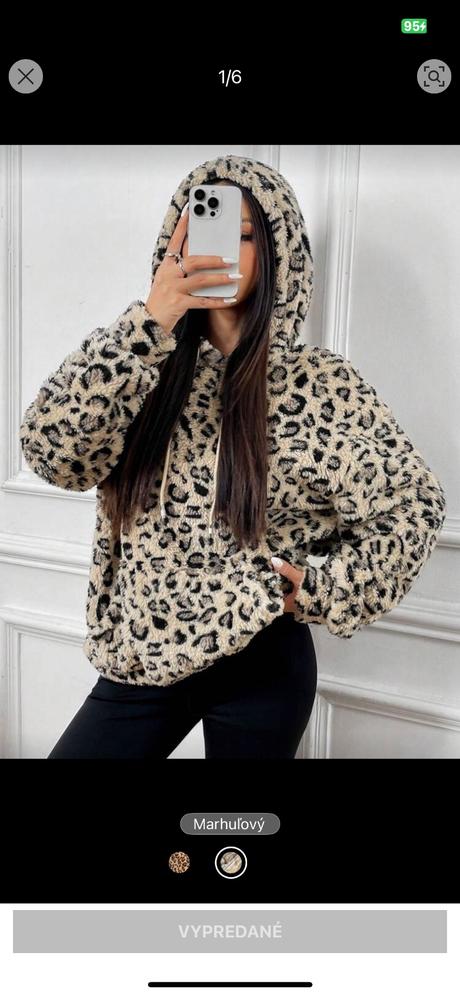 Dámska mikina s kapucňou s leopardím vzorom, s
