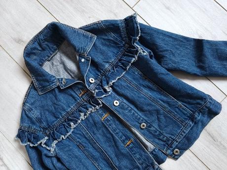 Jeansová bunda s volánikom, s