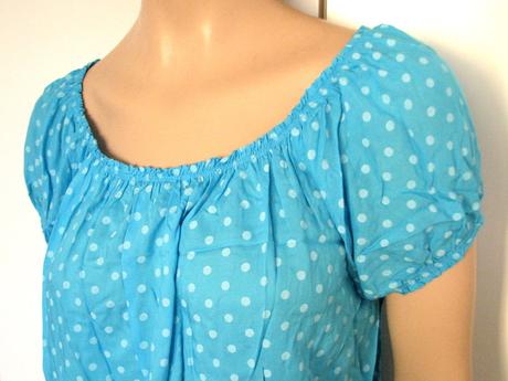 Tyrkysová bodkovaná blúzka, xl