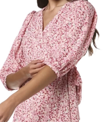 Ružové kvetované zavinovacie šaty, only, m/38, only,m