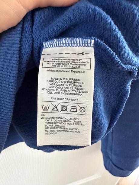 Modrá mikina adidas s červeným logom, adidas,s