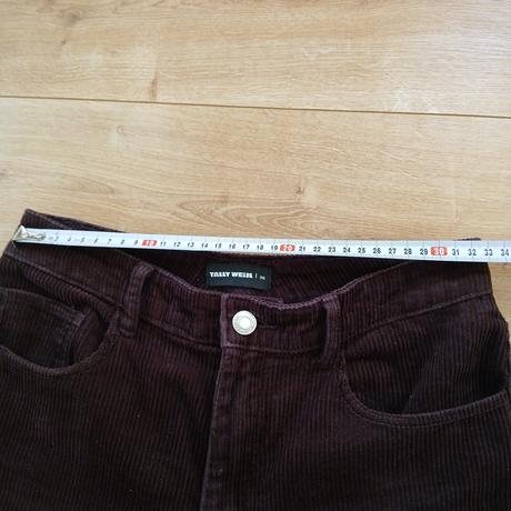 Tmavohnedé bavlnené menčestráky s vysokým pásom, tally weijl,s