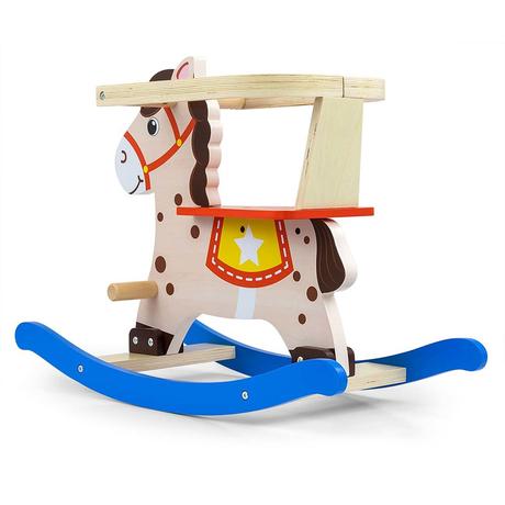Drevený hojdací koník s operadlom,