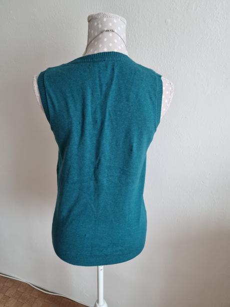 Tyrkysová pletená vesta 38, 38