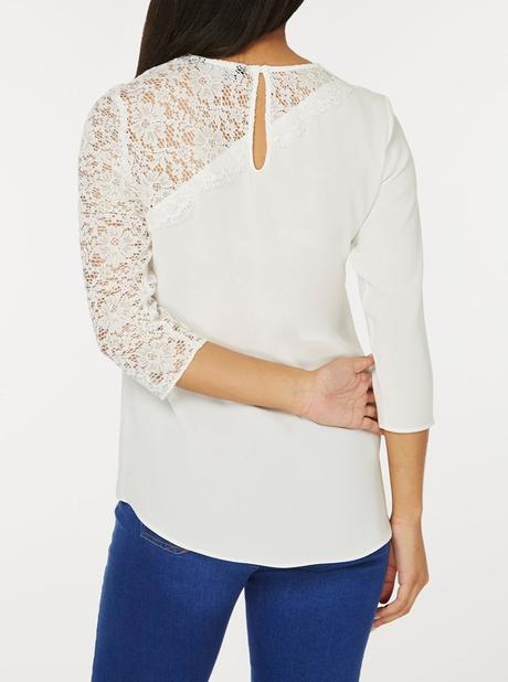 Biela blúzka s čipkou 3/4 rukáv, dorothy perkins,42 / xl