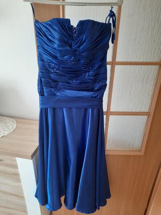 Spoločenské šaty - saténové kráľovská modrá, xl