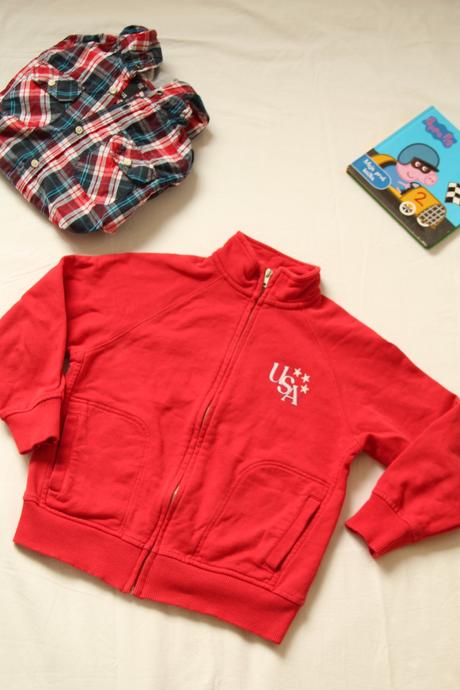 Zara červená mikina + cubus košeľa + kniha peppa, zara,122