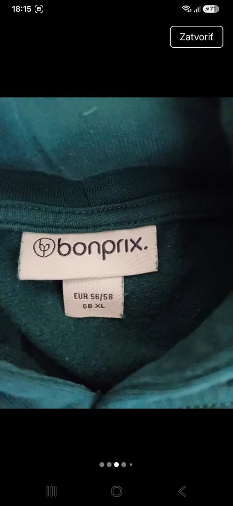 Pánska zelená mikina bonprix, bonprix,xl