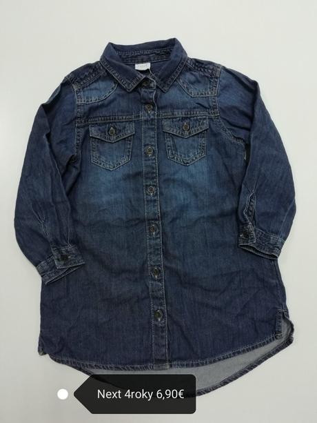 Modrá rifľová tunika šaty, next,104