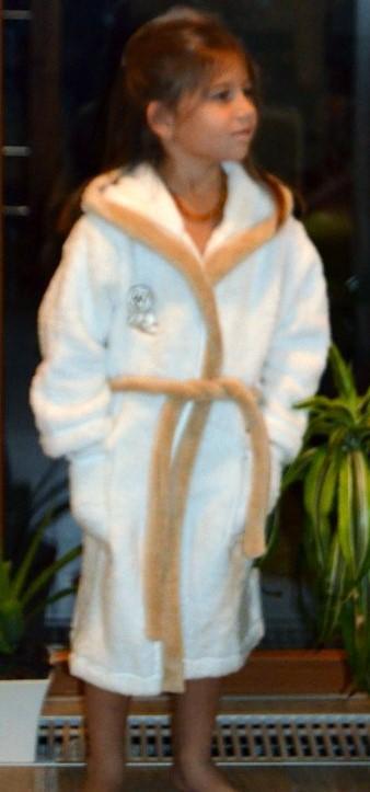 Župan s kapucňou melm maslový s béžovým lemom, 80 / 86 / 92 / 98 / 104