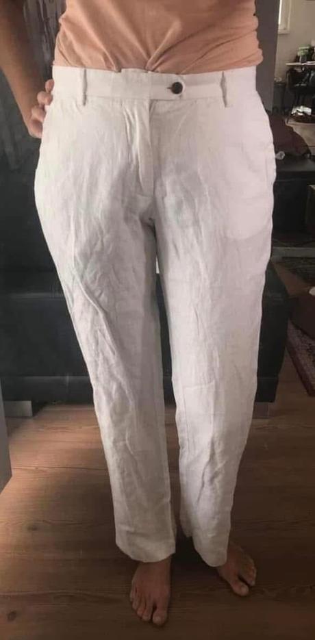 Lanove nohavice biele  krasne sedia na postave, h&m,m