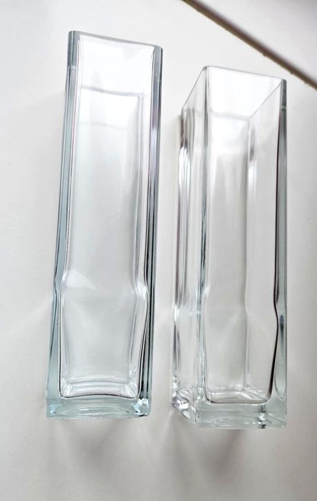 Štvorcová / hranatá váza ikea, sklo, 2 ks, 21 cm, 