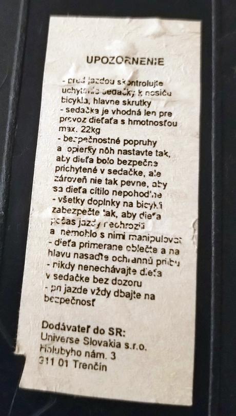 Detská sedačka na bicykel, 