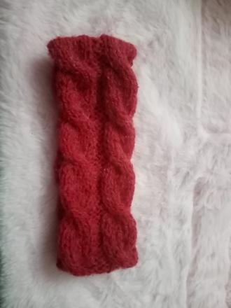 Detská pletená čelenka červená, 98