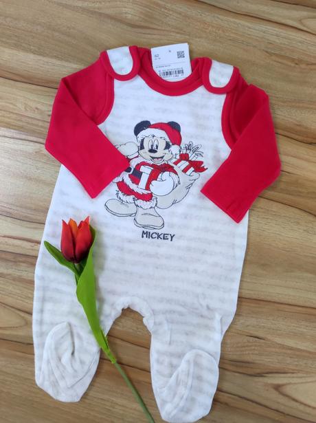 Vianočné mickey dupačky s bodynkami bio cotton, 62