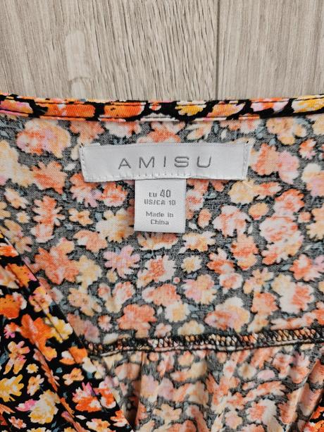 Letné kvietkované šaty v výstrih amisu 40, amisu,40