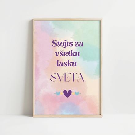 Pastelový print s akvarelovou grafikou a textom, 