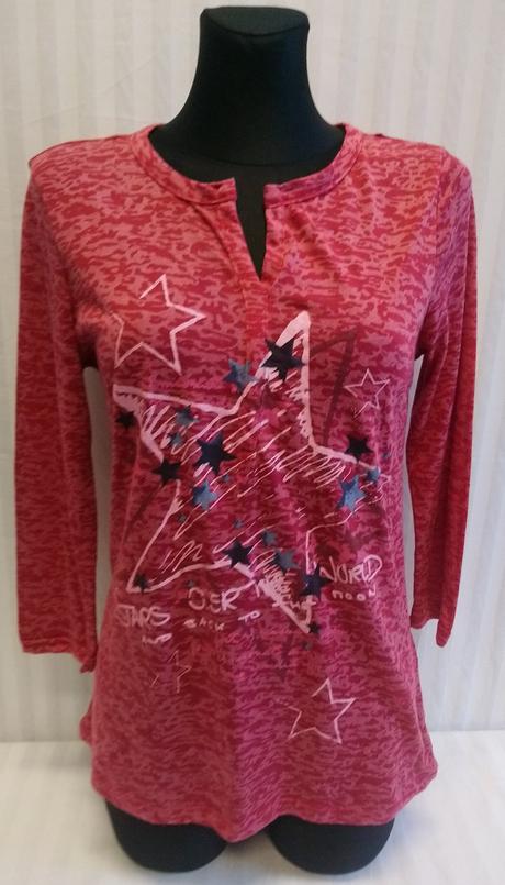 Dámsky bordovo ružový top, motív, laura t., s, s