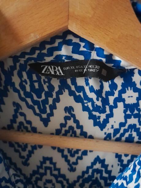Bavlnená košeľa s modro-bielym geometrickým vzorom, zara,xl